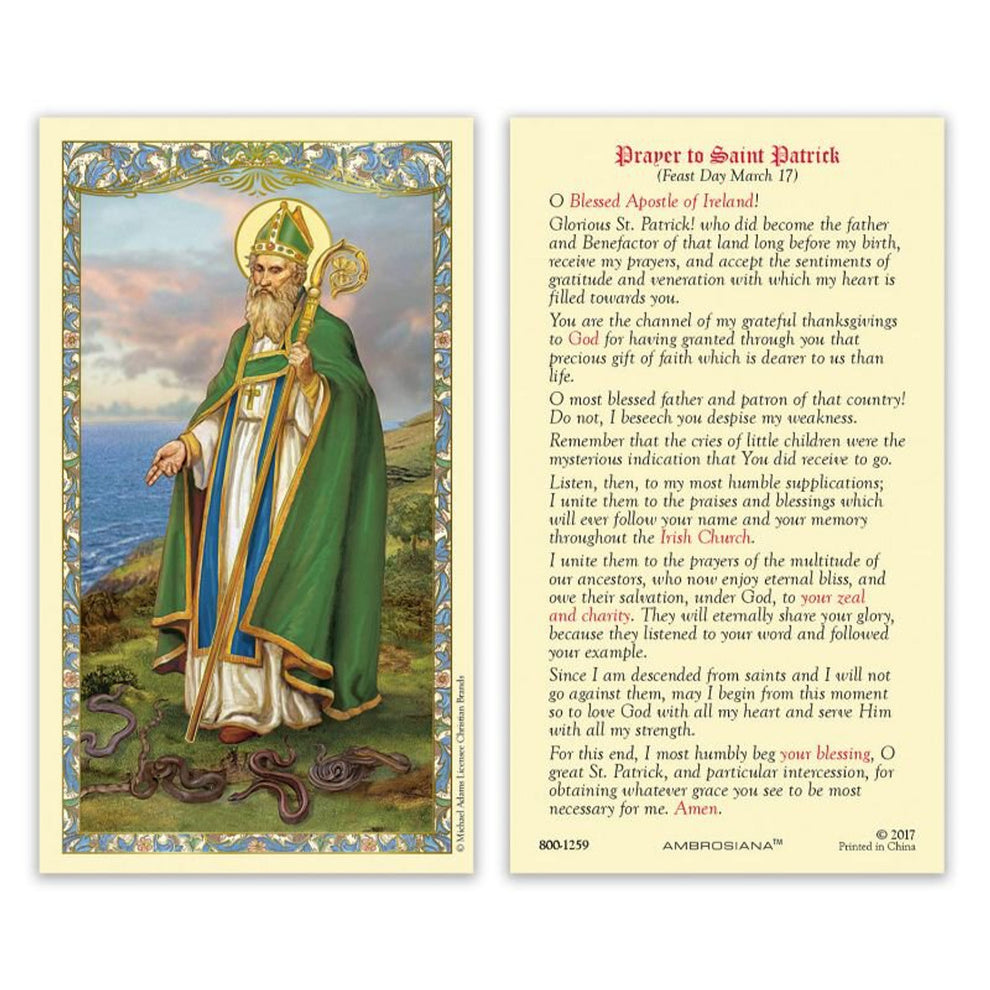 St. Patrick Laminated Holy Card – Santa Maria del Monte