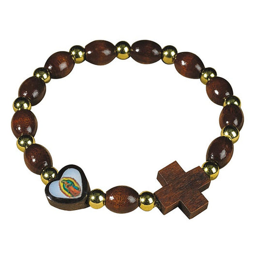 Pulsera de madera de la Virgen de Guadalupe