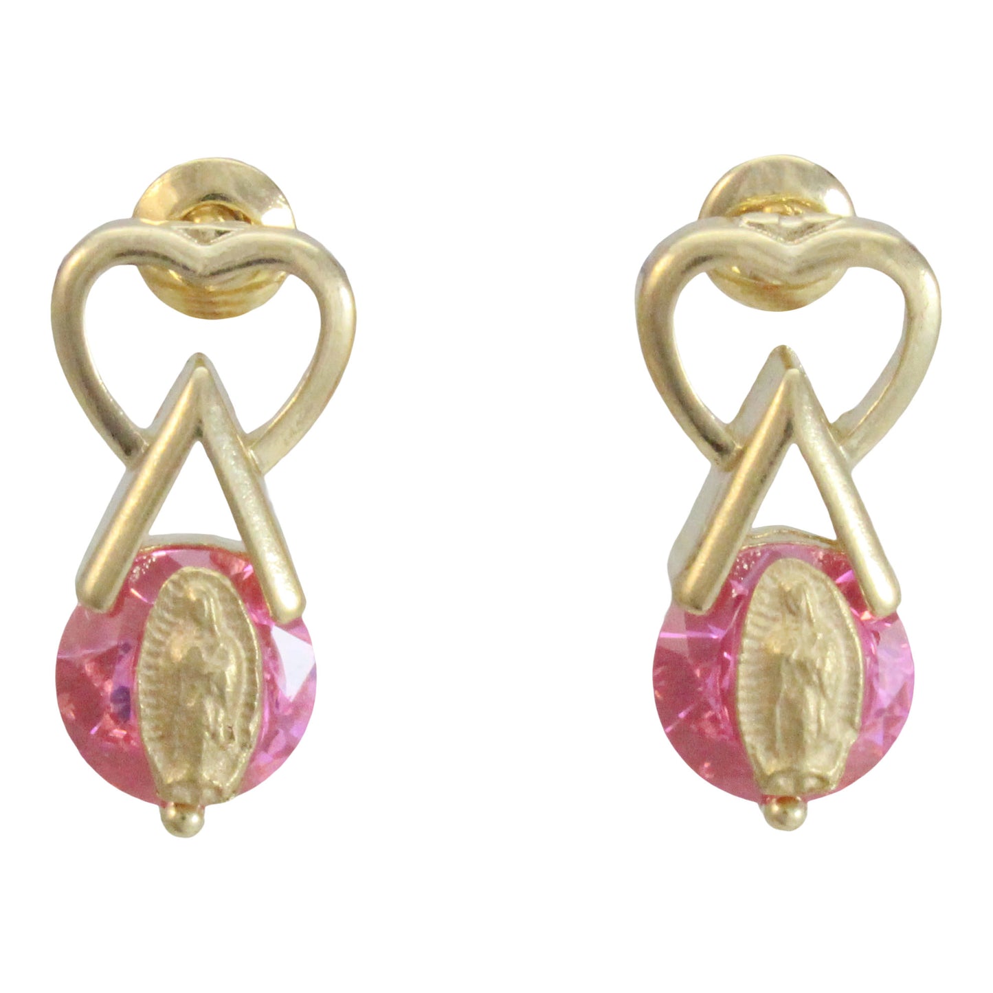 Aretes de cristal con imagen en chapa de oro 14K