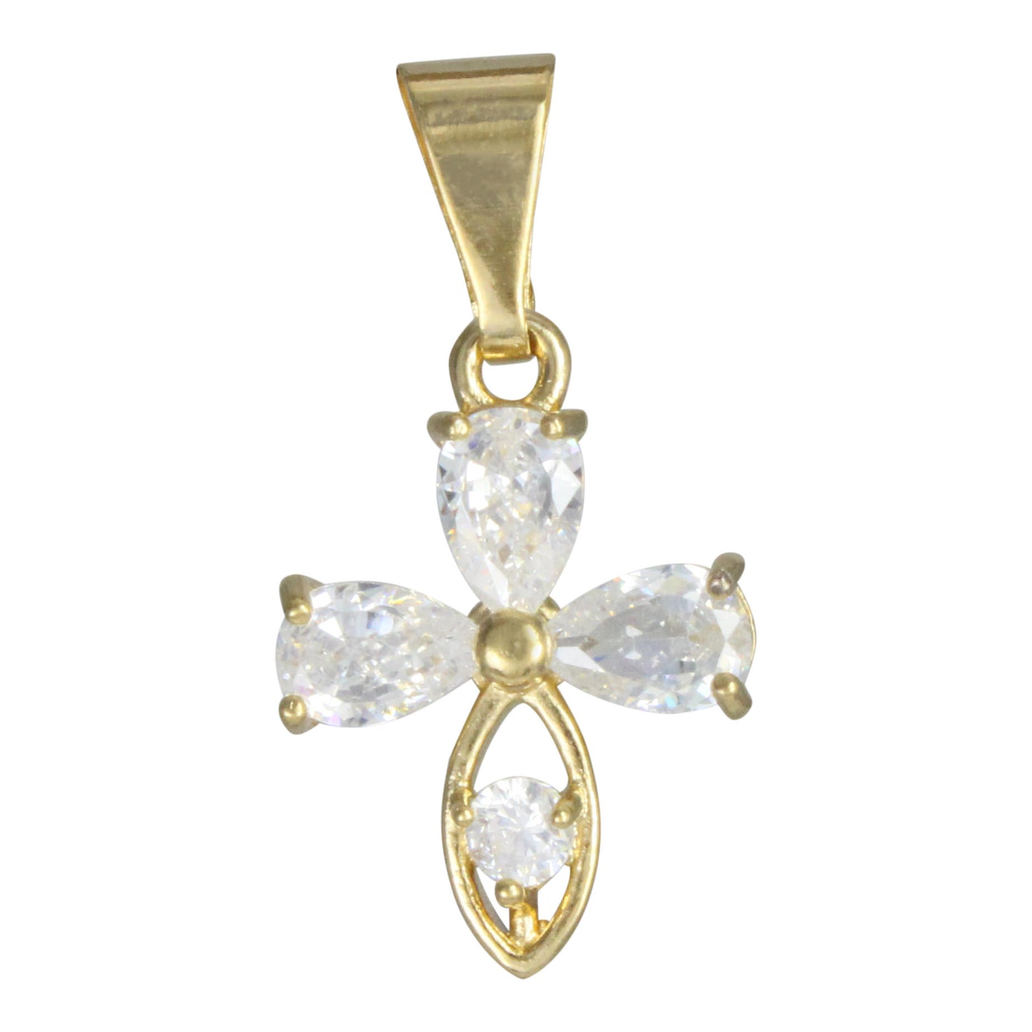 Dije Cristal Zircon chapa de oro 14K con cadena