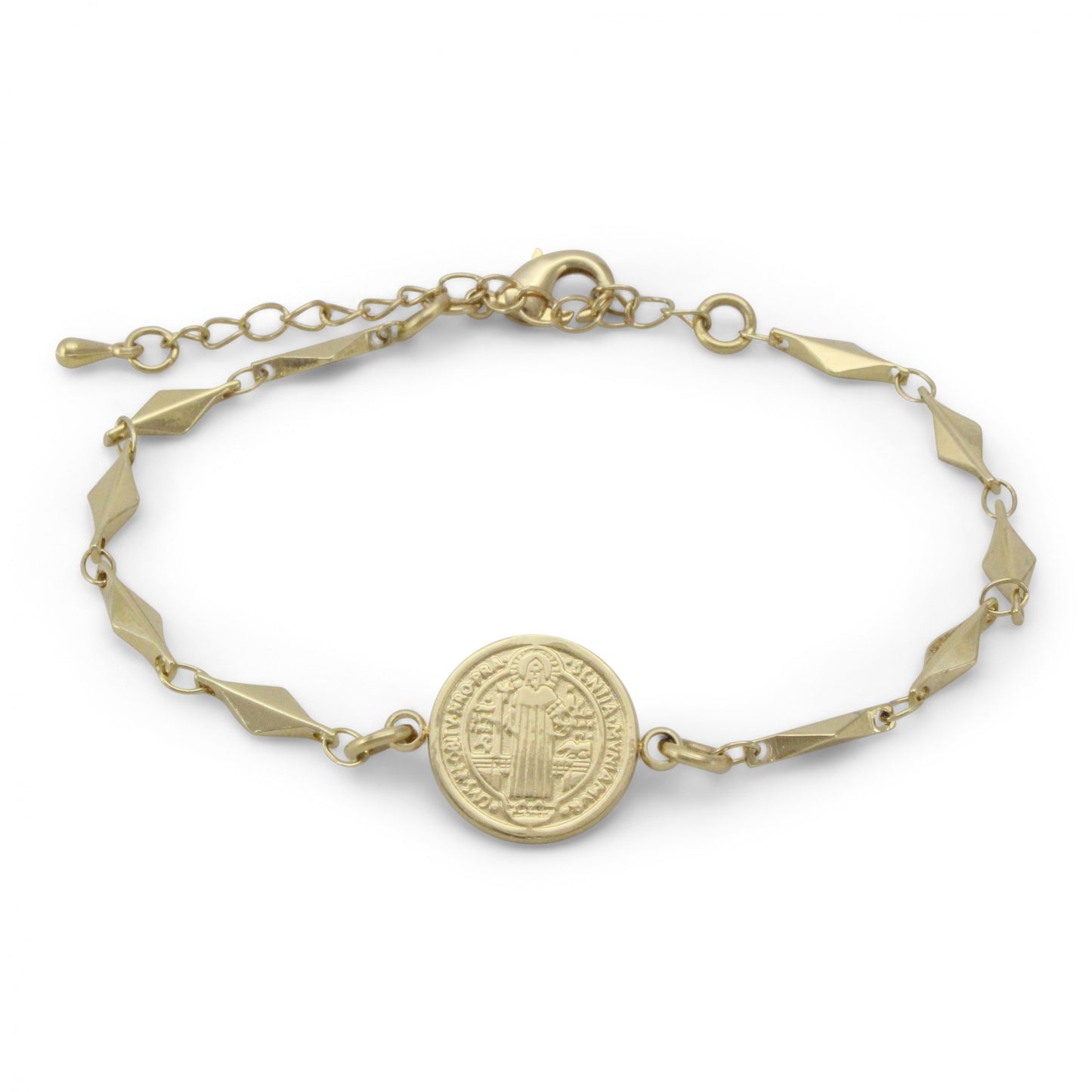 Pulsera  de San Benito en chapa de oro 14K